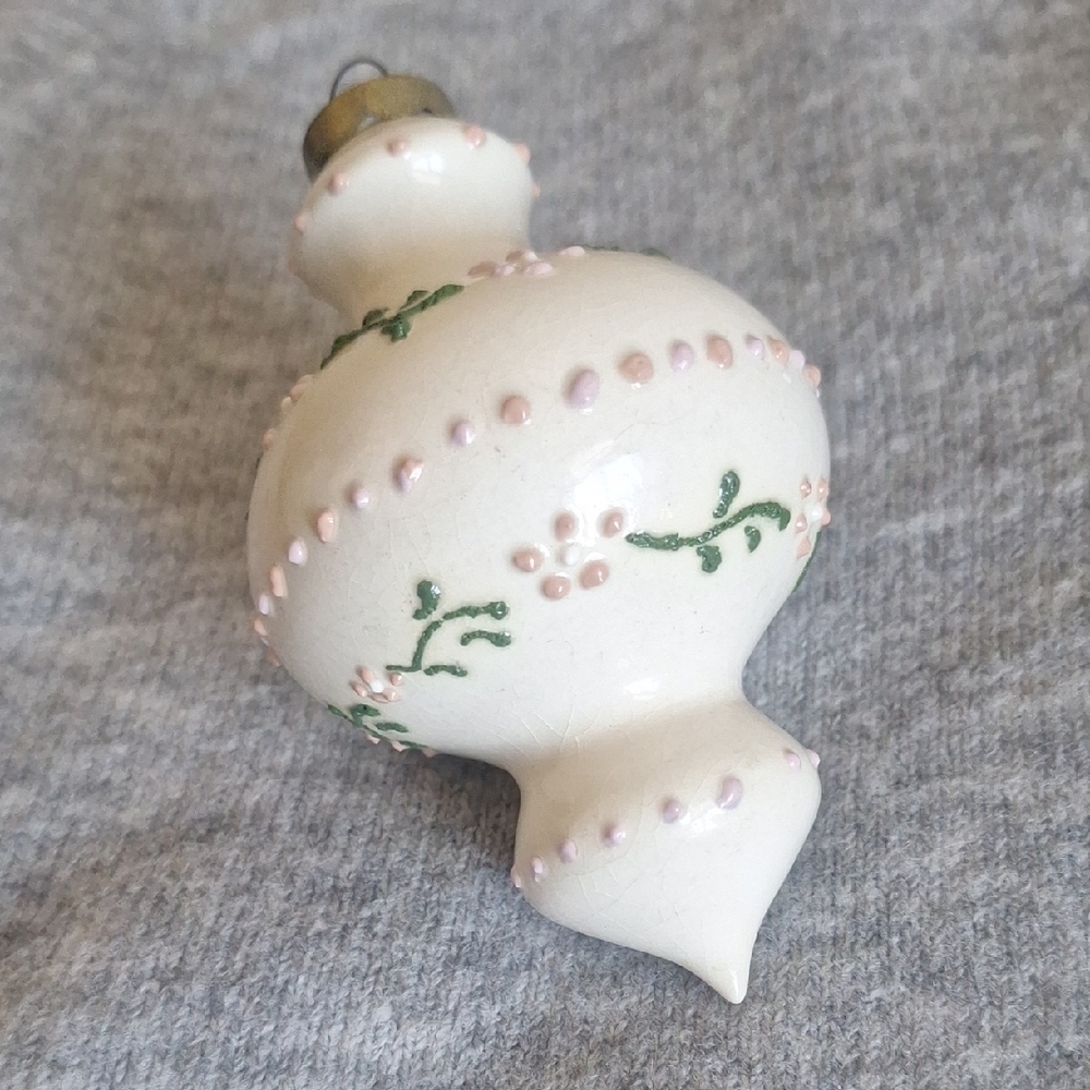 Vintage Enameled Porcelain Christmas Tree Ornament
